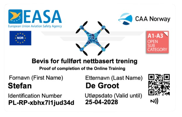 voorbeeld drone pas noorwegen 