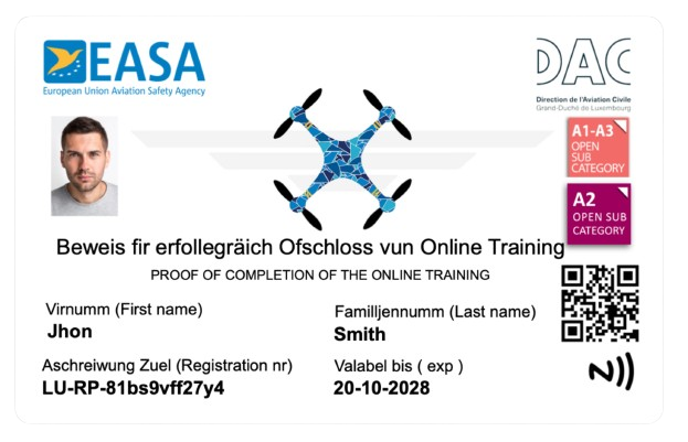 voorbeeld drone pas dac luxemburg