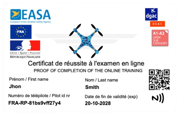 voorbeeld dronepas frankrijk dgac