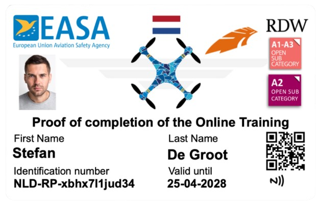 voorbeeld drone pasje nederland drone bewijs licentie 